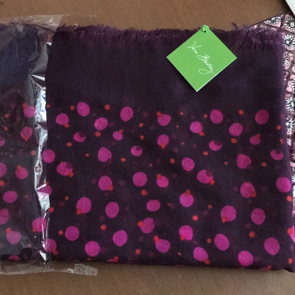 Vera Bradly Poly Scarf in Rosewood Dots NIB - Picture 2 of 4